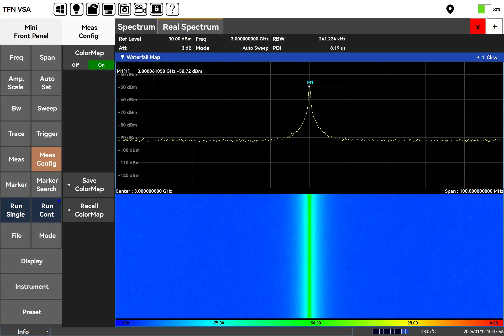 waterfall spectrum display